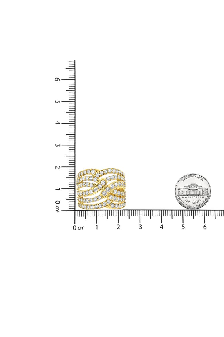 10K Gold 3.00 Cttw Diamond Multi Row Bypass Cocktail Band Ring, Alternate, color, Yellow Gold