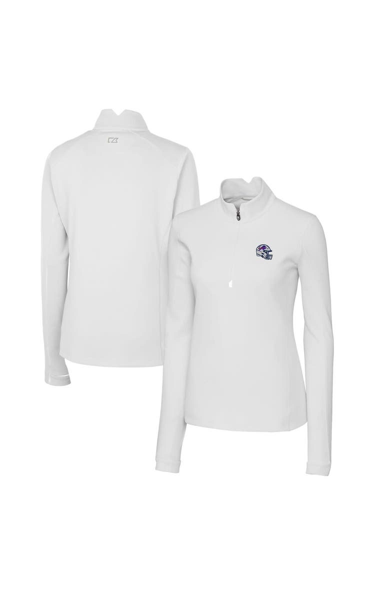 Cutter & Buck Women's Cutter & Buck  White Buffalo Bills Helmet Logo DryTec Traverse Stretch Quarter-Zip Pullover Top, Main, color, 