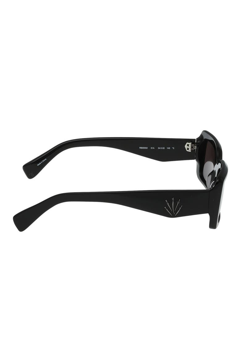 54mm Rectangular Sunglasses, Alternate, color, SHINY BLACK SMOKE LENSES