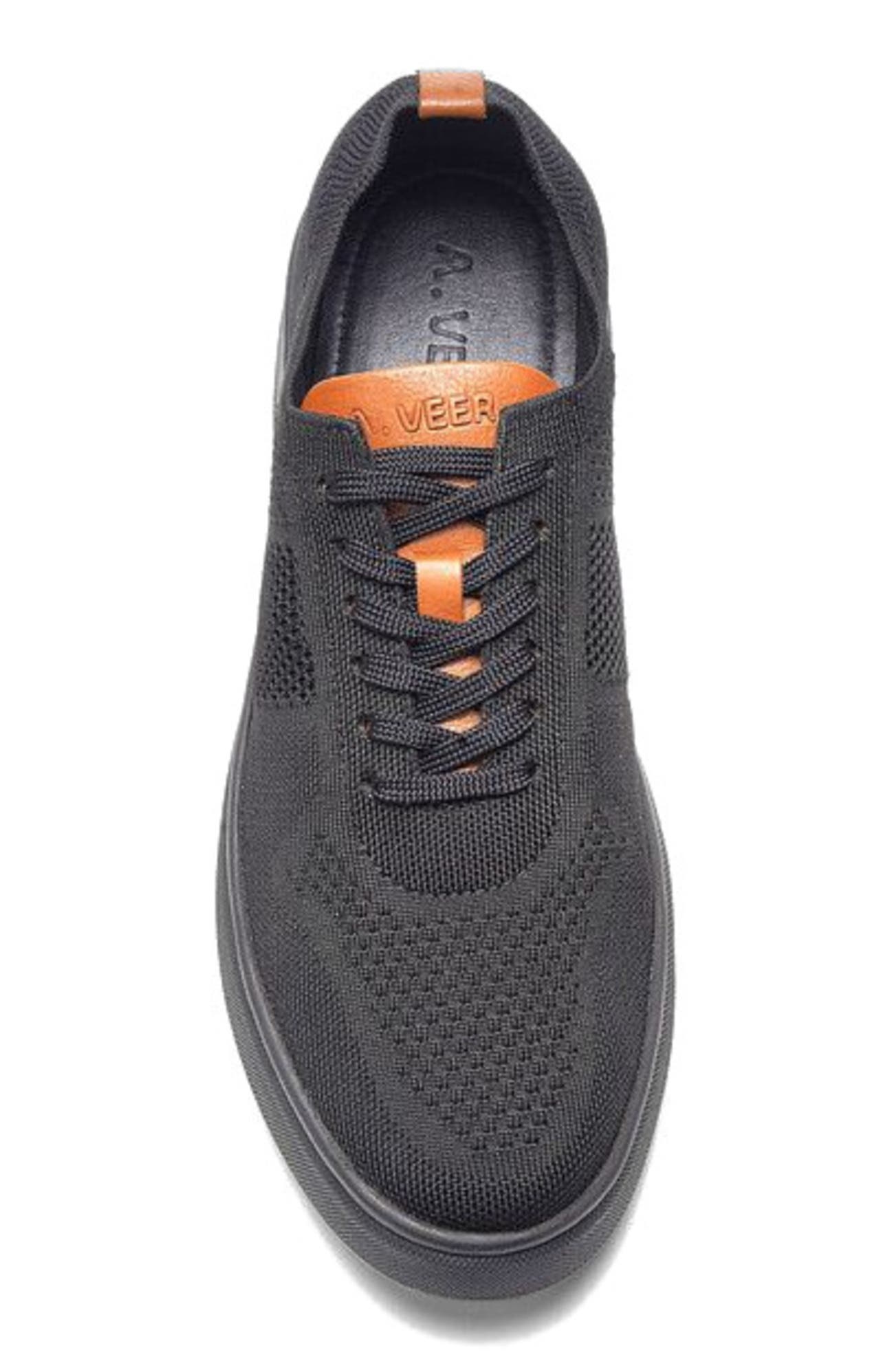 A. Veer Stride Knit Lace-up Sneaker, Alternate, color, Black Leather