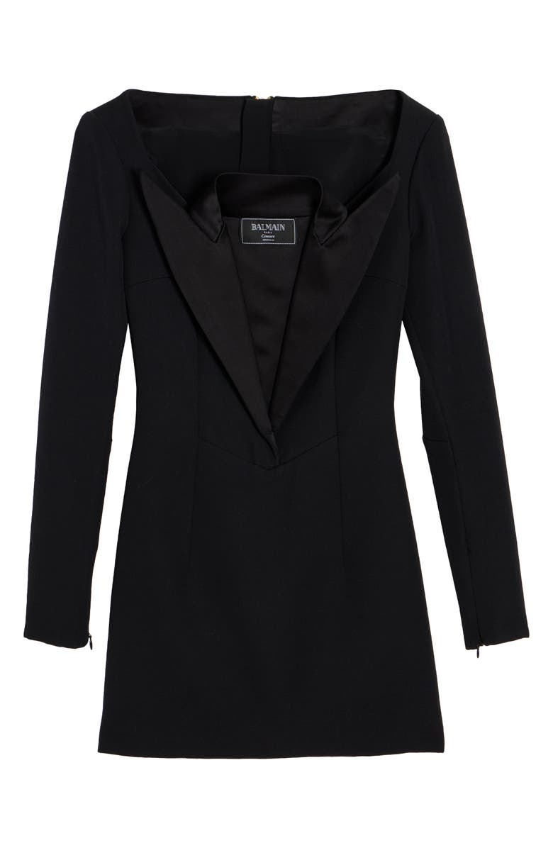Balmain Double Collar Long Sleeve Wool Dress, Alternate, color, 
