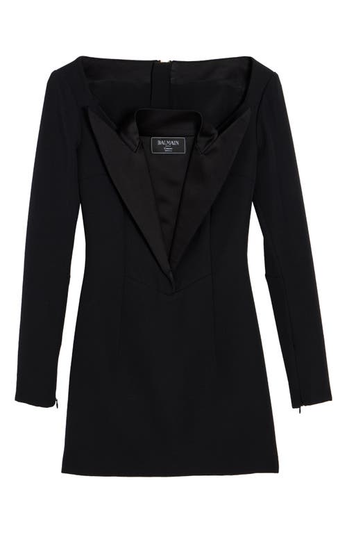 BALMAIN BALMAIN DOUBLE COLLAR LONG SLEEVE WOOL DRESS