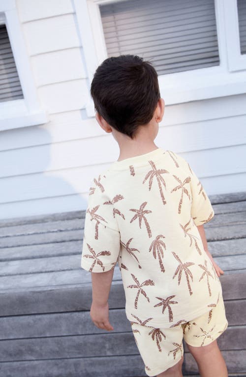 Next Kids' Palm Tree Print T-shirt & Drawstring Shorts Set In Neutral