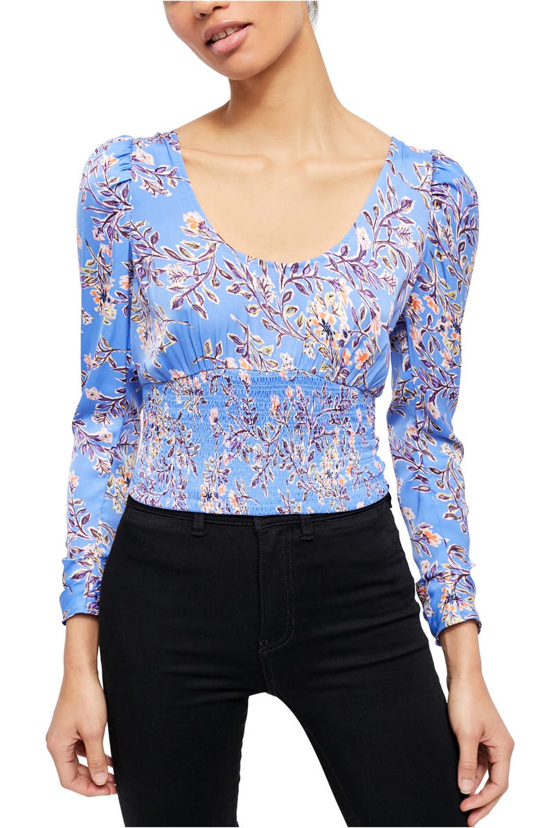 Free People Santiago Print Blouse, Main, color, Blue