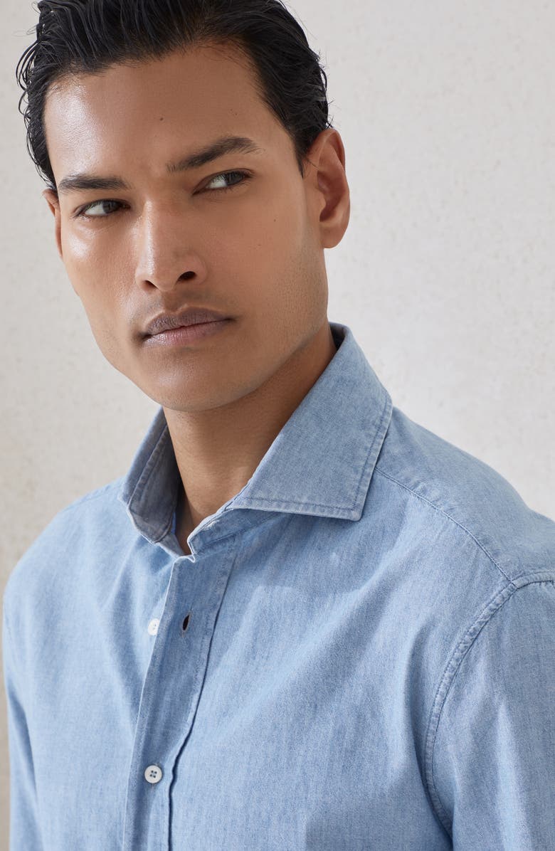 Brunello Cucinelli Chambray shirt, Alternate, color, Medium Denim