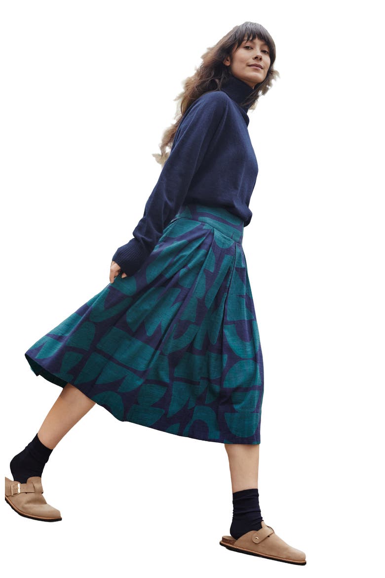 Box Pleated Midi Skirt, Alternate, color, Geo Shapes