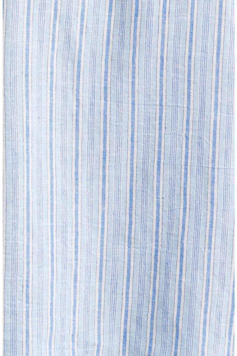 Stripe Cotton & Linen Camp Shirt, Alternate, color, BLU