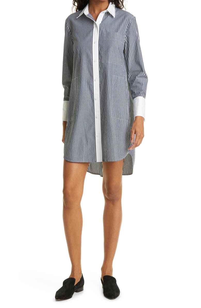 Club Monaco Long Sleeve Button-Up Shirtdress, Main, color, 