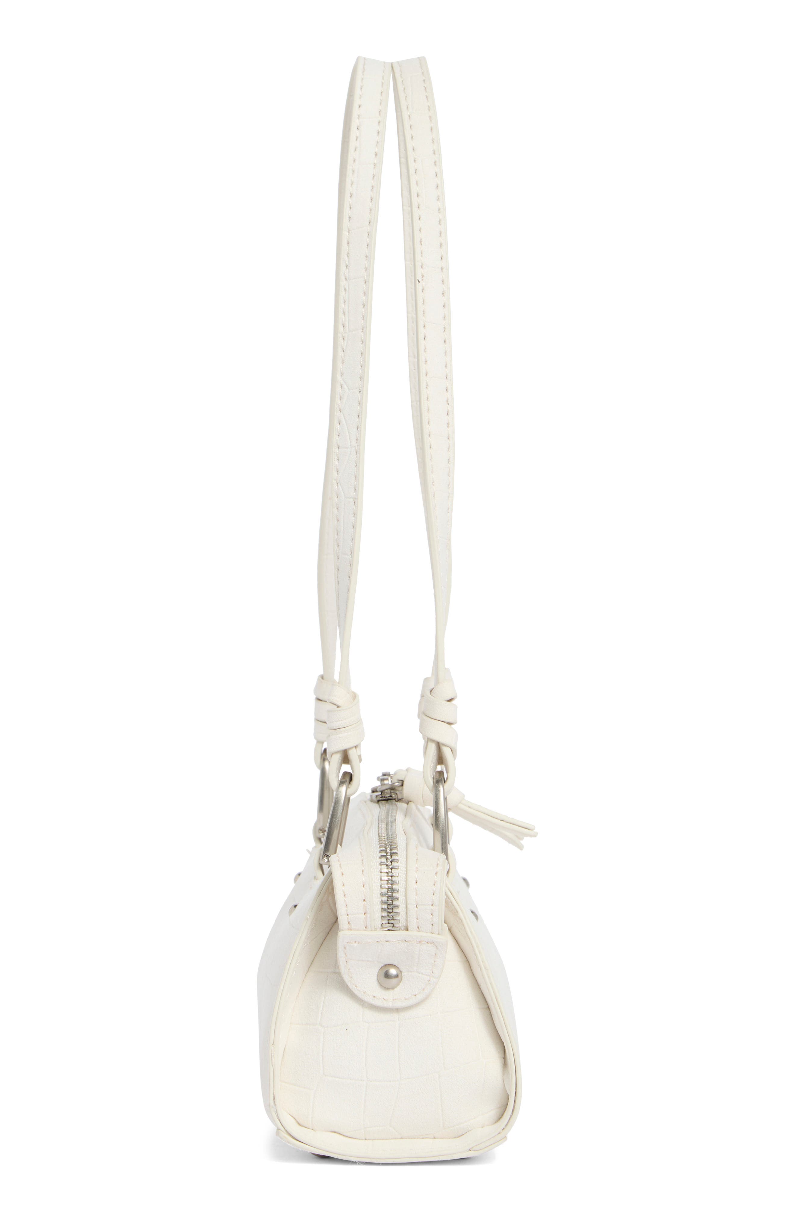 Steve Madden Sybil Croc Embossed Faux Leather Shoulder Bag, Alternate, color, Ivory