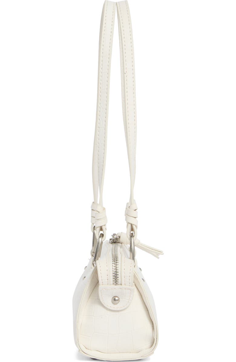 Steve Madden Sybil Croc Embossed Faux Leather Shoulder Bag, Alternate, color, Ivory