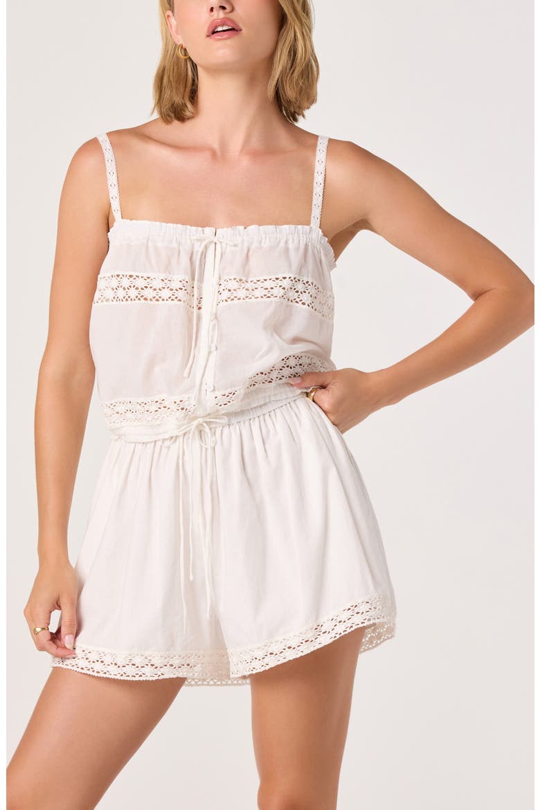 Abrielle Embroidered Detail Cotton Top, Alternate, color, OFF WHITE
