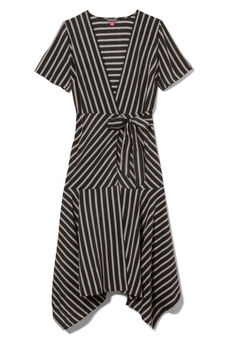 Playful Stripe Wrap Dress, Alternate, color, RICH BLACK