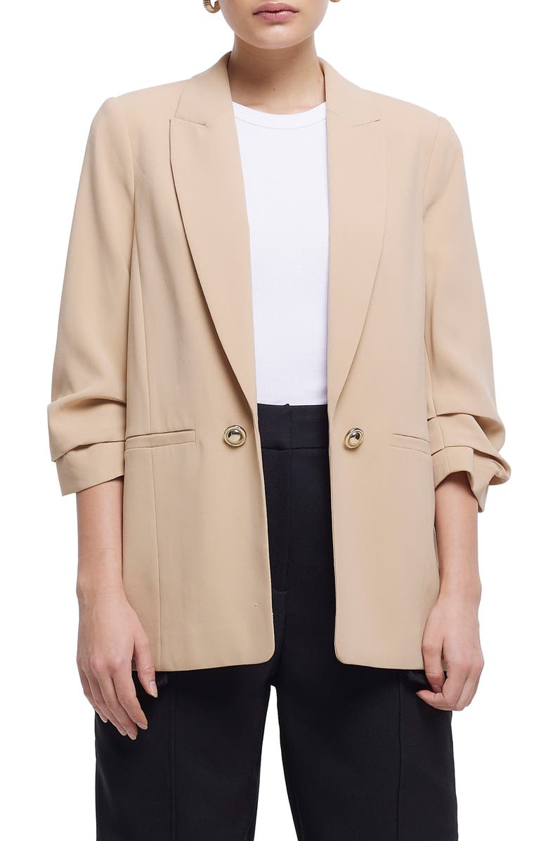 River Island Pleated Sleeve Blazer, Main, color, 
