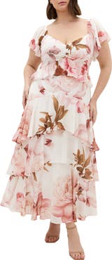 City Chic Sienna Floral Print Midi Dress