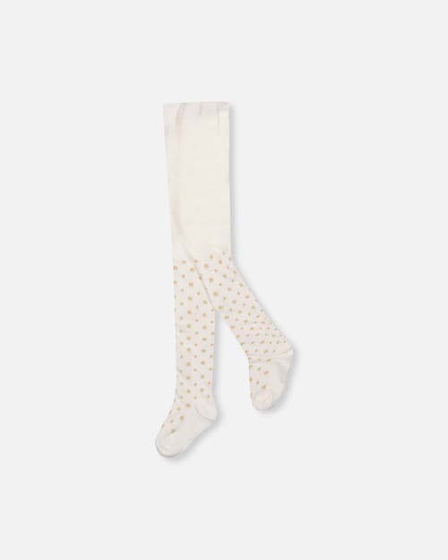 Deux Par Deux Knit Tights With Golden Star In White