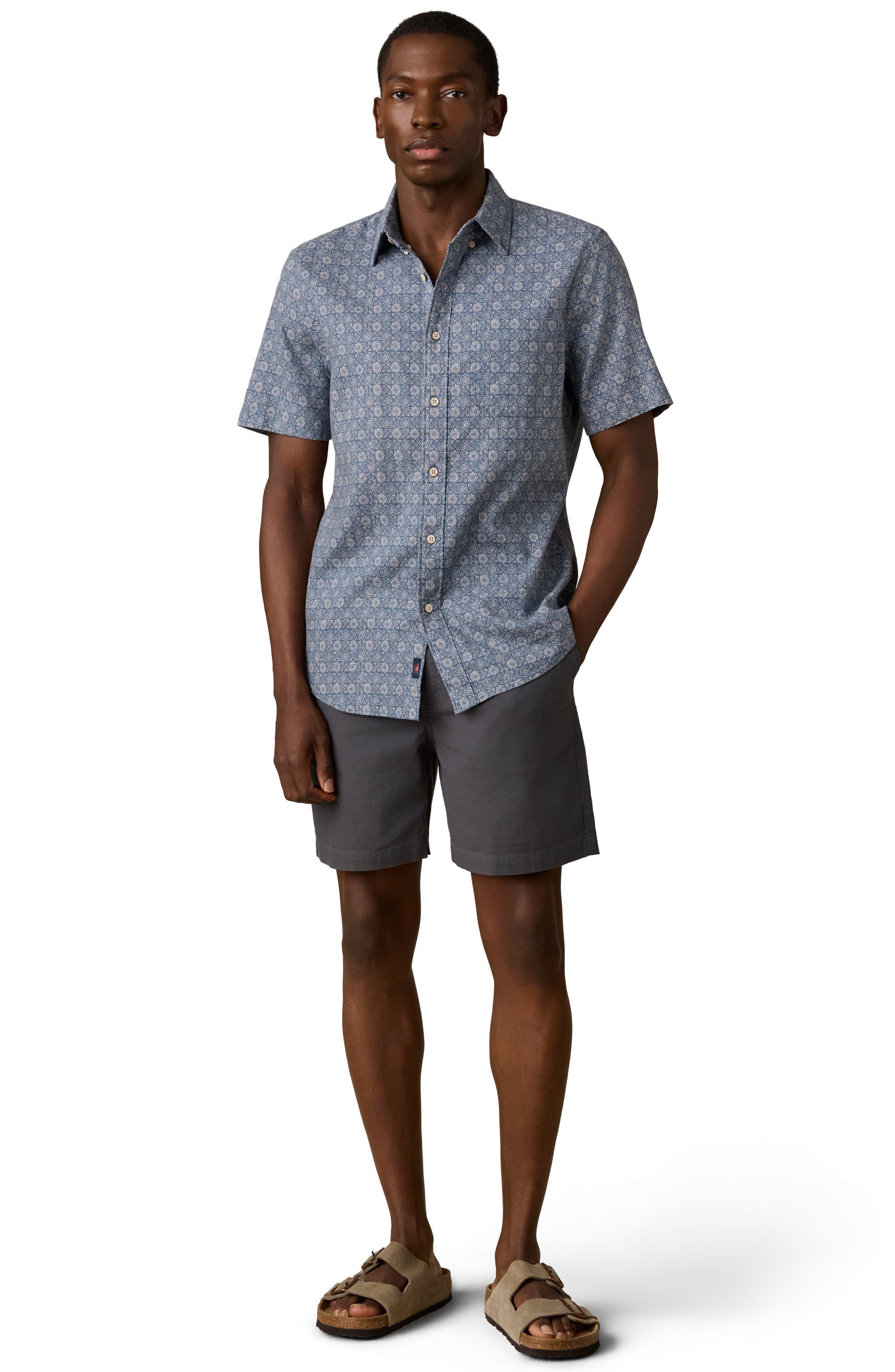 Мужские рубашки Faherty Breeze Short Sleeve Linen Blend Button-Down Shirt — фото 3