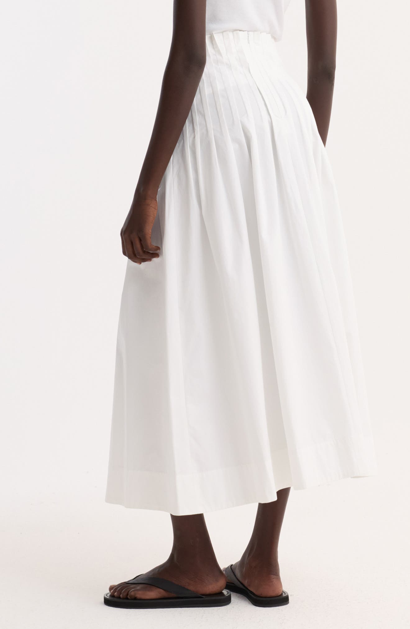 Pleated Cotton Poplin A-Line Skirt - image 2