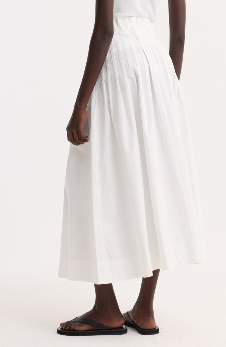 Róhe Pleated Cotton Poplin A-Line Skirt, Alternate, color, Optic White