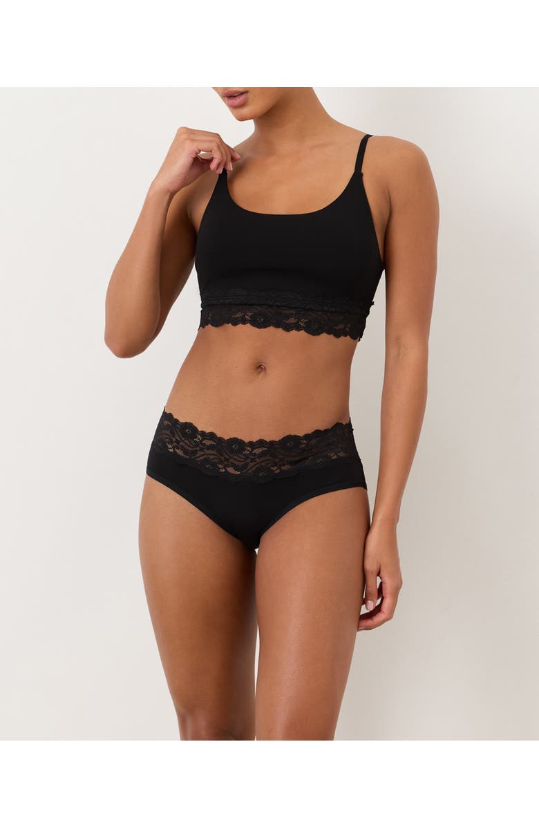 Pact Lace Waist Brief 3-Pack Made With Organic Cotton, Alternate, color, Black