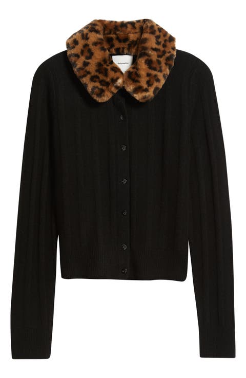 Hannah Wool Cardigan with Faux Fur Collar