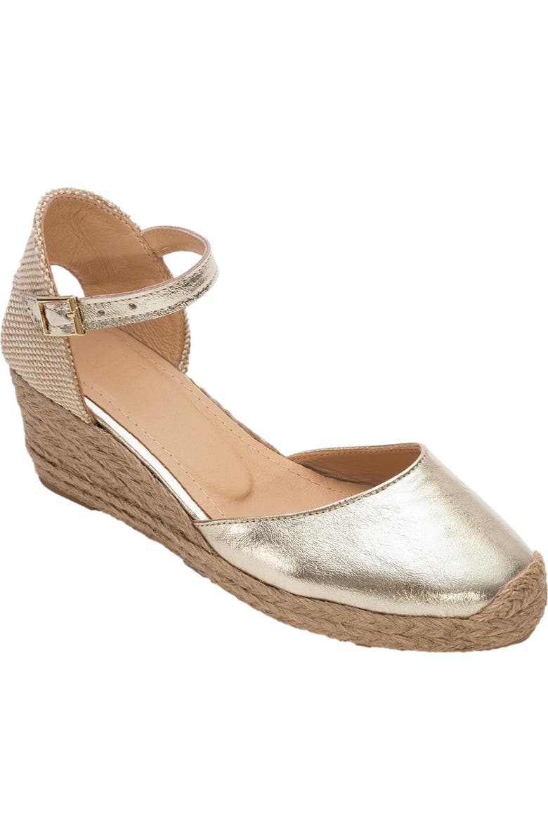 Forever & Always Shoes Aldea Leather Platform Espadrille, Main, color, Gold Leather
