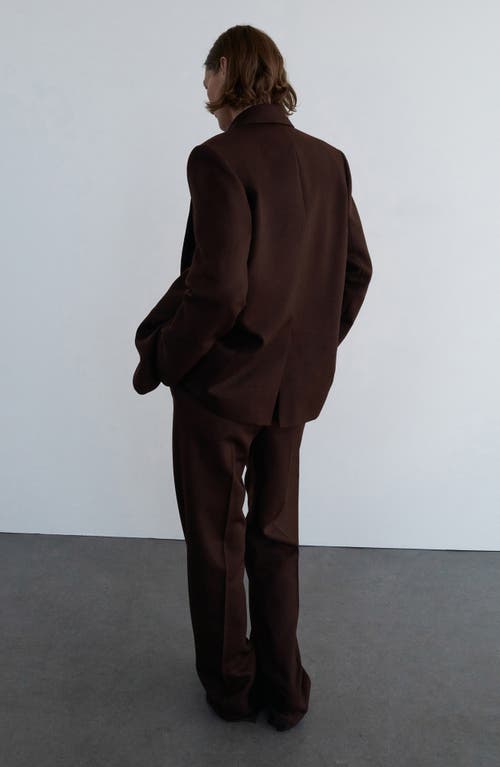 Mango Oversize Wool Blazer In Brown
