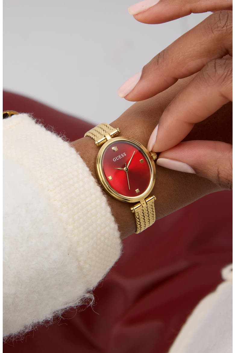 Ruby Oval Mesh Strap Watch, 24mm, Alternate, color, GOLD TONE