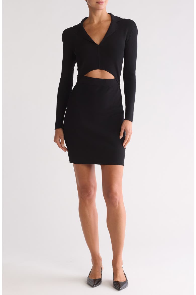 Freya Long Sleeve Cutout Dress, Main, color, BLACK