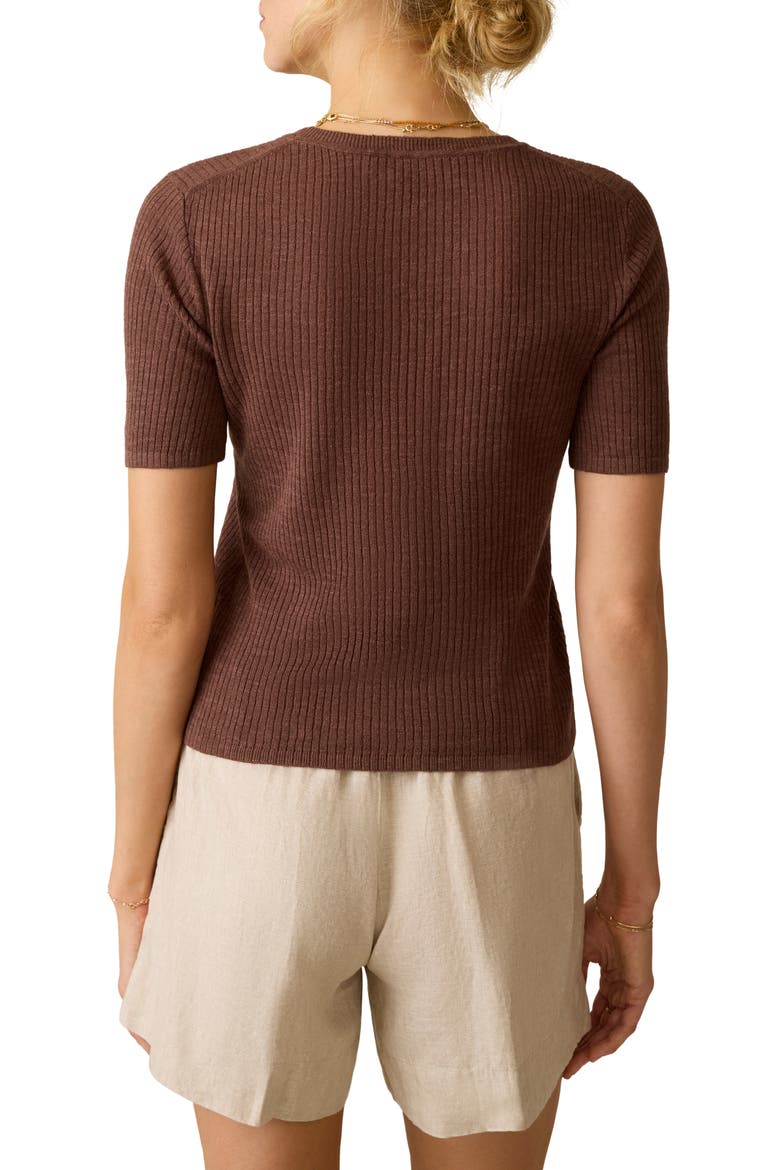 Miramar Rib Linen & Organic Cotton T-Shirt, Alternate, color, COCOA
