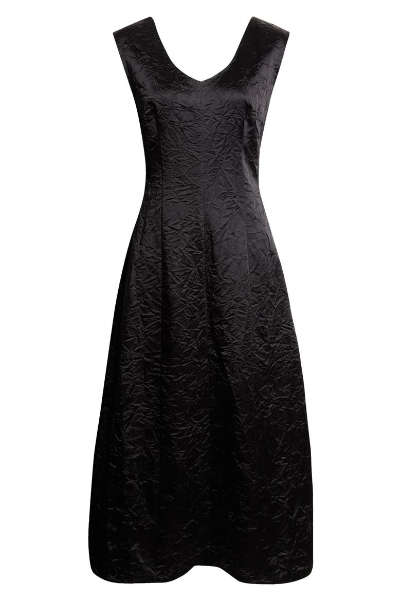 Koda Crinkle Cotton Blend Midi Dress, Alternate, color, BLACK