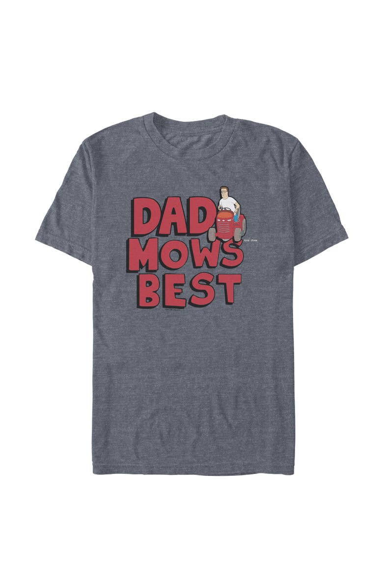 King of the Hill Men's King of the Hill Dad Mows Best Graphic T-Shirt, Main, color, Navy Blue Heather