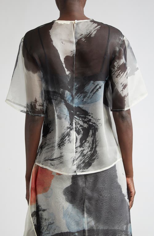 Jason Wu Collection Silk Organza Oversized T-shirt With Artwork By Tong In Calico Multi