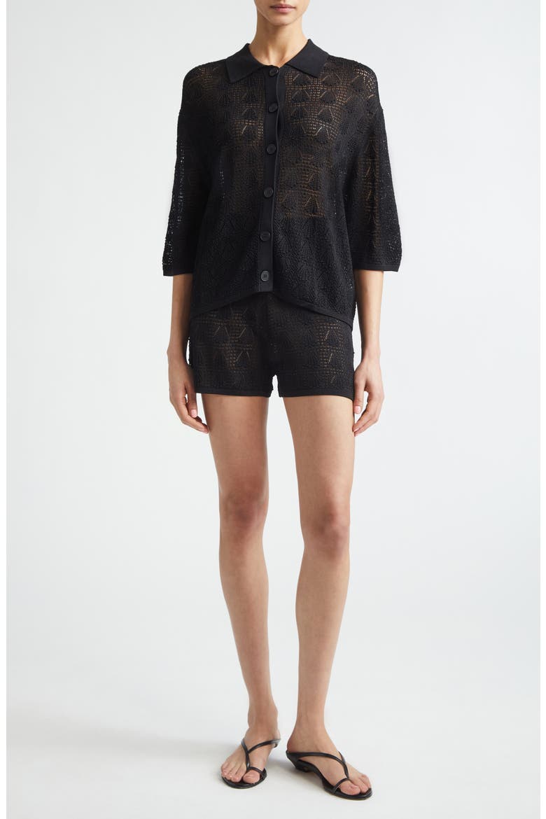 Siani 3D Shell Knit Cardigan, Alternate, color, BLACK