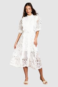 Coast Lace Ruffle Belted Shirt Dress