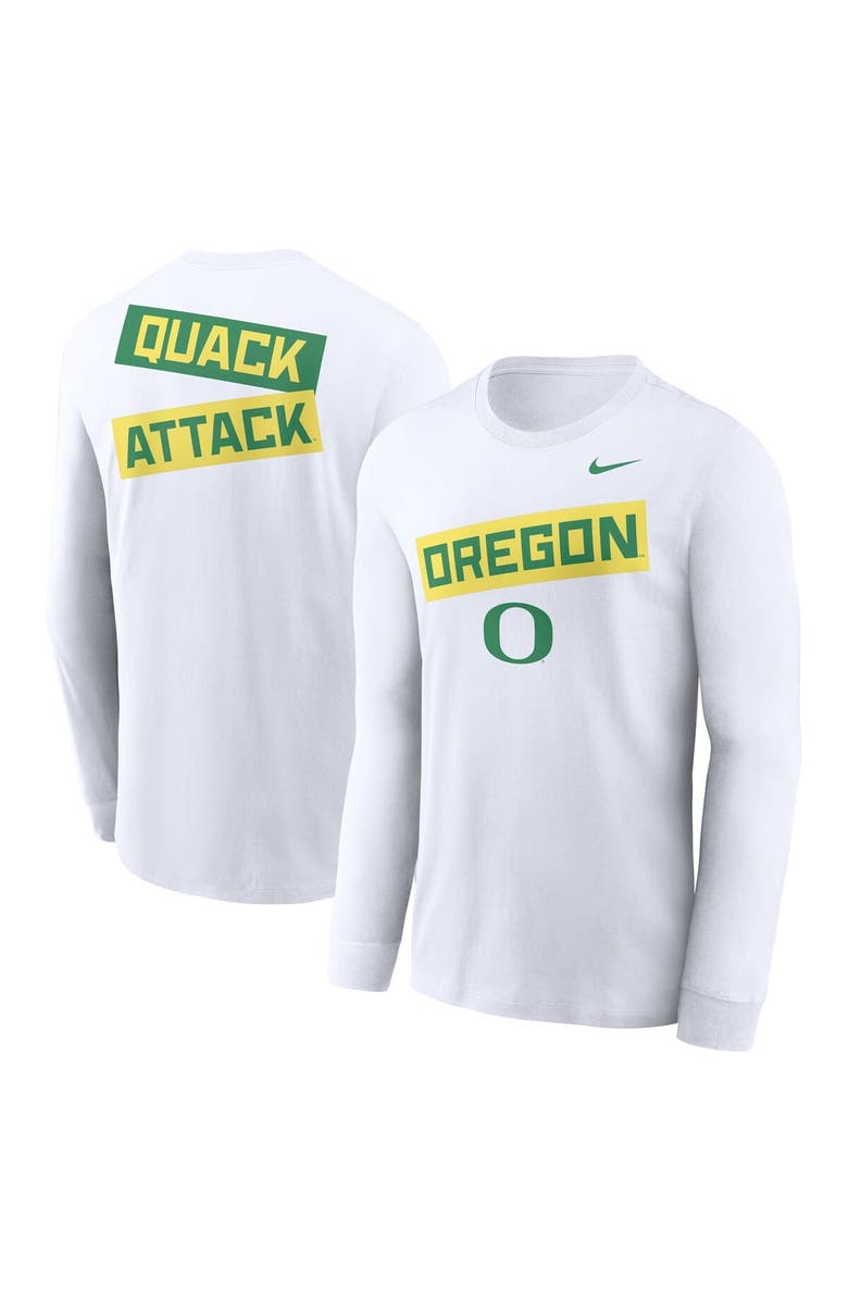 Nike Men's Nike White Oregon Ducks Two-Hit Classic Location Long Sleeve T-Shirt, Alternate, color, White