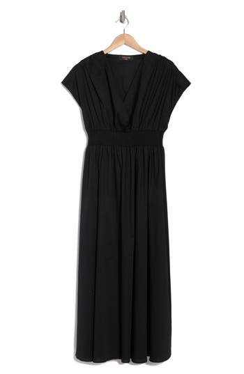 Renee C Smocked Waist Dress In Black