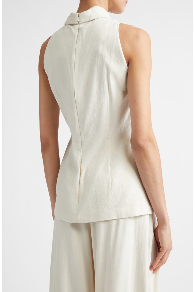 Bow Embellished Linen Blend Sleeveless Top, Alternate, color, BONE