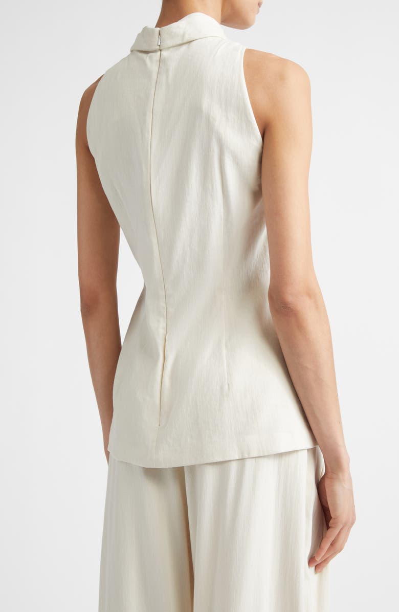 Lela Rose Bow Embellished Linen Blend Sleeveless Top, Alternate, color, Bone