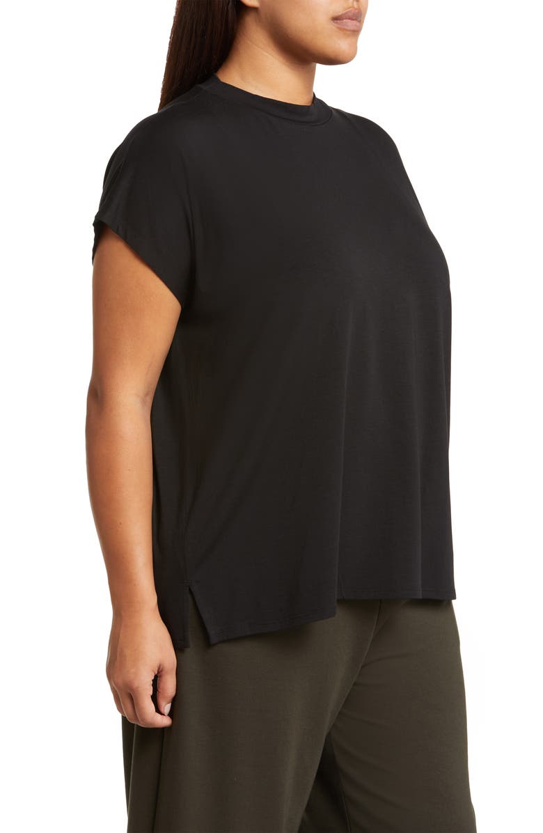 Eileen Fisher Mock Neck T-Shirt, Alternate, color, Black