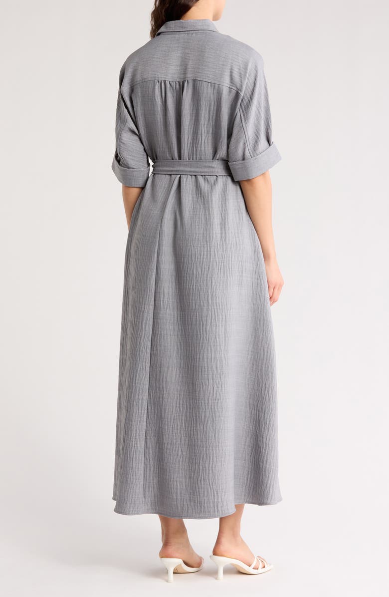 MAX STUDIO Short Sleeve Textured Maxi Shirtdress, Alternate, color, Heather Grey