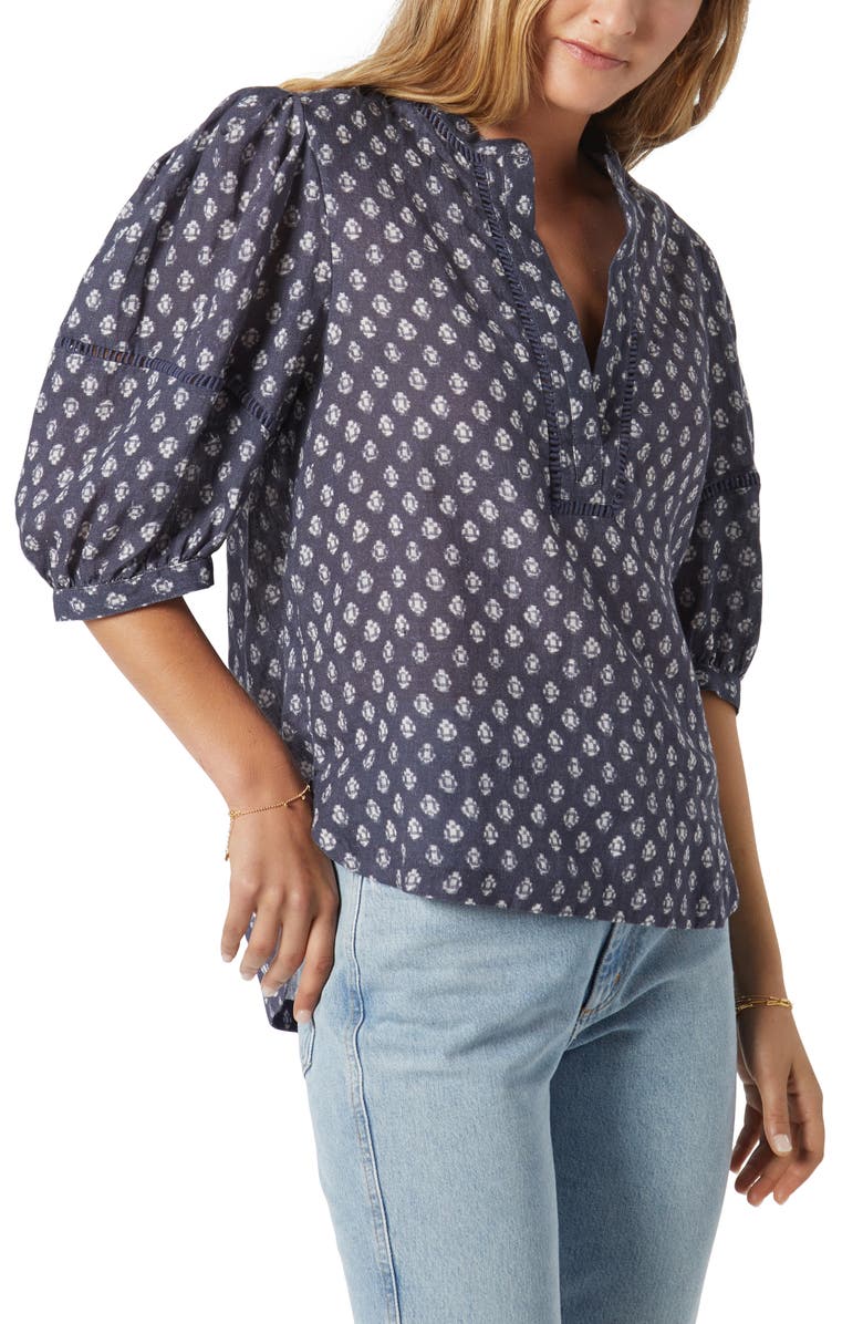 Joie Clarely Print Blouson Sleeve Cotton Top, Alternate, color,