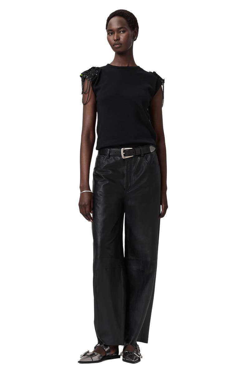 AllSaints Shona Beaded Sleeveless Top, Alternate, color, Black