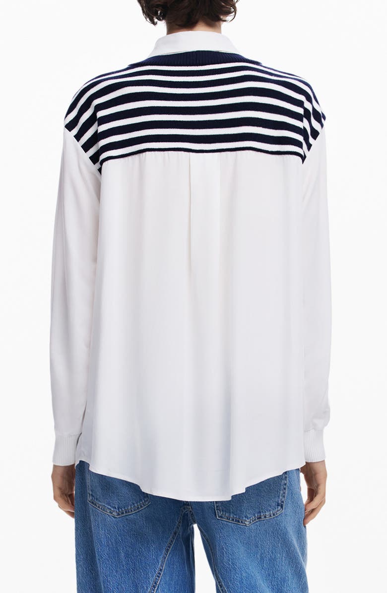 Desigual Layered Mixed Media Long Sleeve Shirt, Alternate, color, 