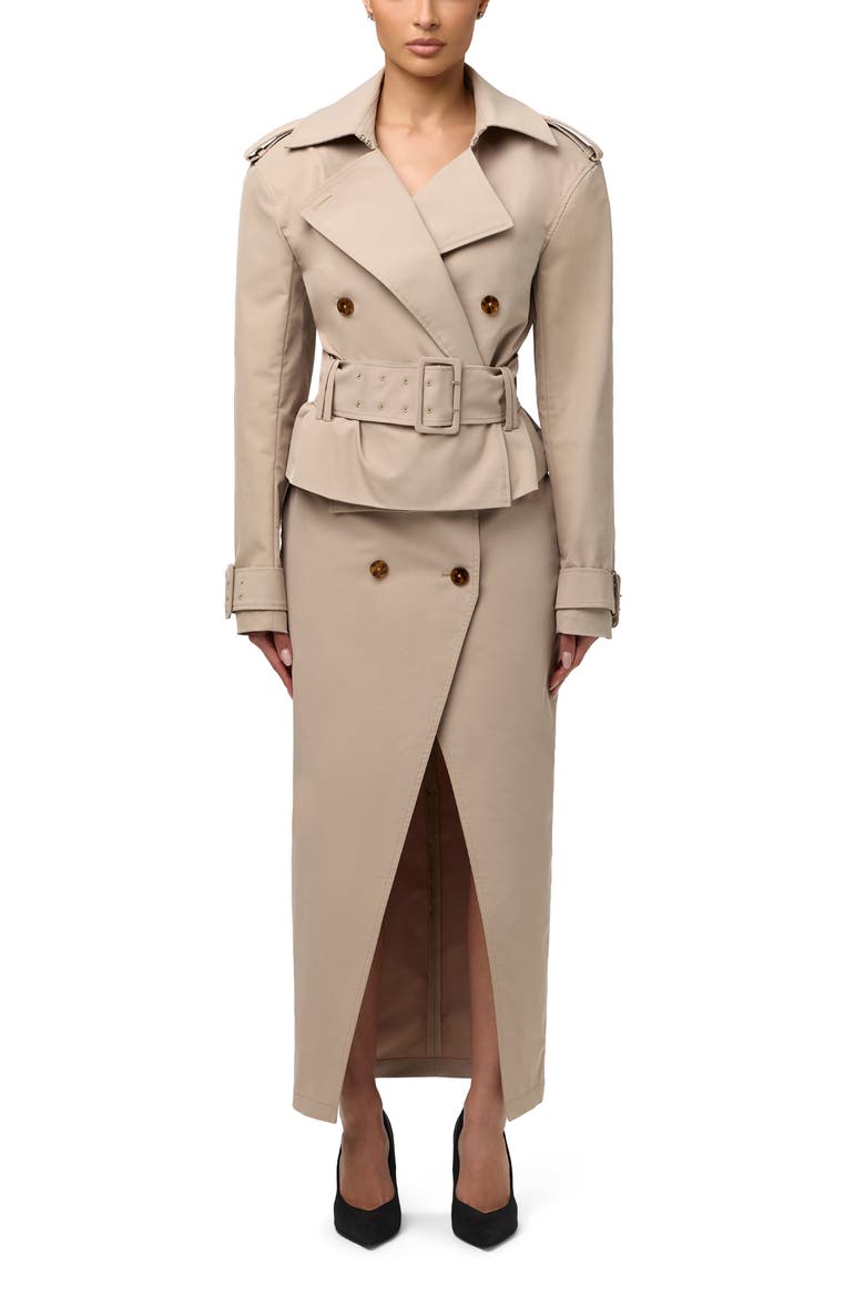 Trench Style Midi Skirt, Alternate, color, SAND BEIGE