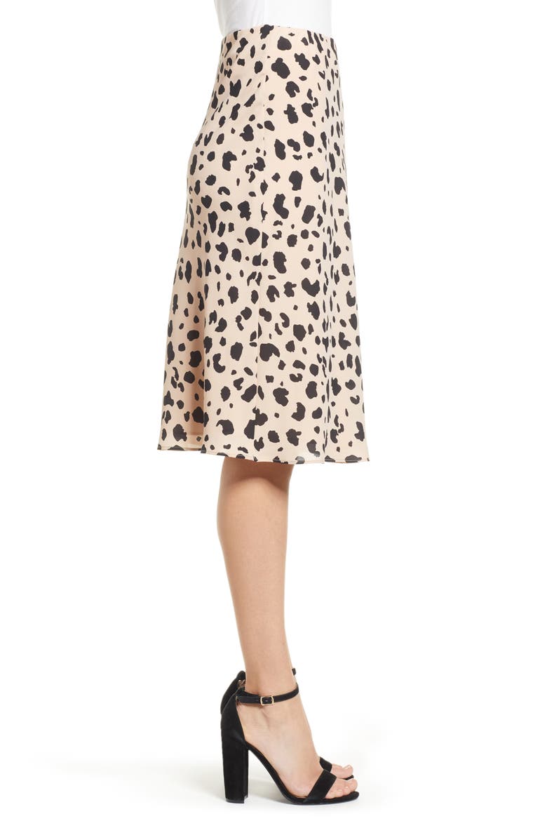 Leopard Print Midi Skirt, Alternate, color, KHAKI/ BLACK