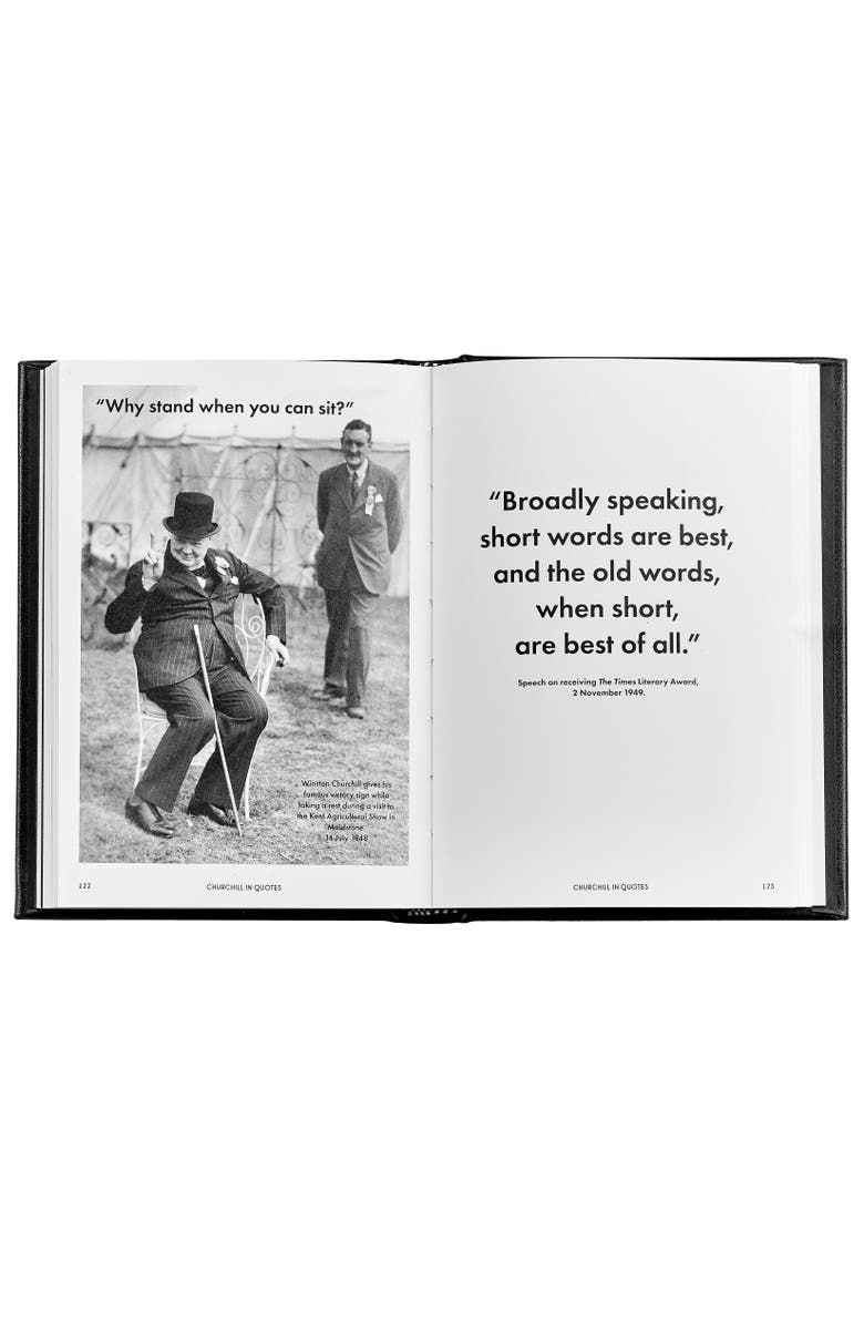 Graphic Image Churchill Wit and Wisdom Leather Coffee Table Book, Alternate, color, Black