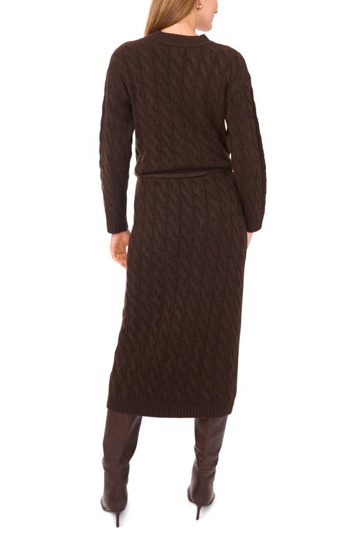 Vince Camuto Cable Knit Midi Pencil Skirt In Brown