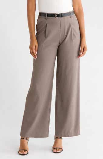 Houndstooth Belted Wide Leg Pants