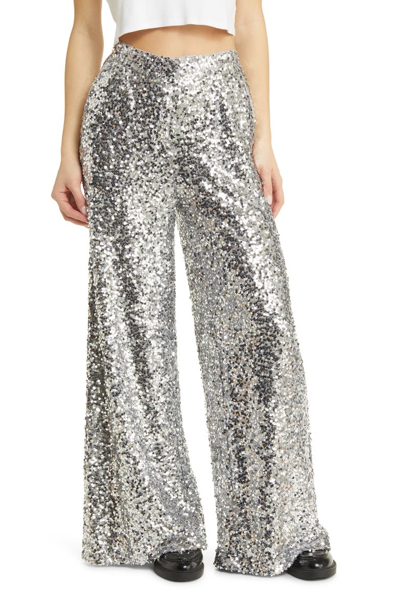 Disco Fever Sequin Wide Leg Pants, Main, color, DISCO FEVER