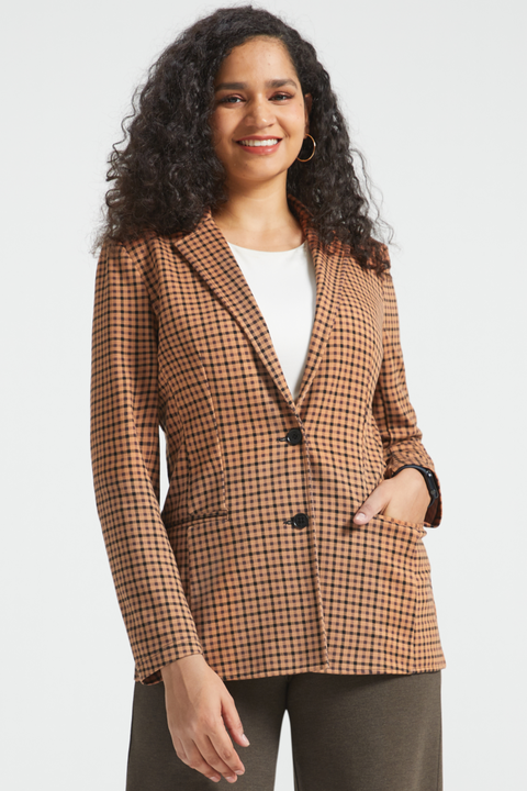 Classic Blazer Houndstooth Stretch Knit